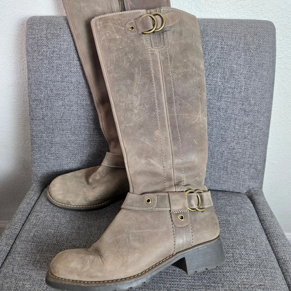 Clarks Orinoco Step Leather Riding Boots Women's 7.5M Brown Taupe